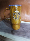 Ready to Ship 24oz Wood Grain Travel Mug with CPO anchor