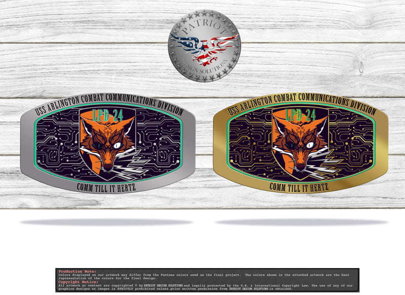 Custom Buckles for USS Arlington Combat Communications Division