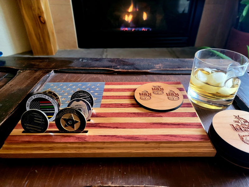 Desktop American Flag Coin Rack