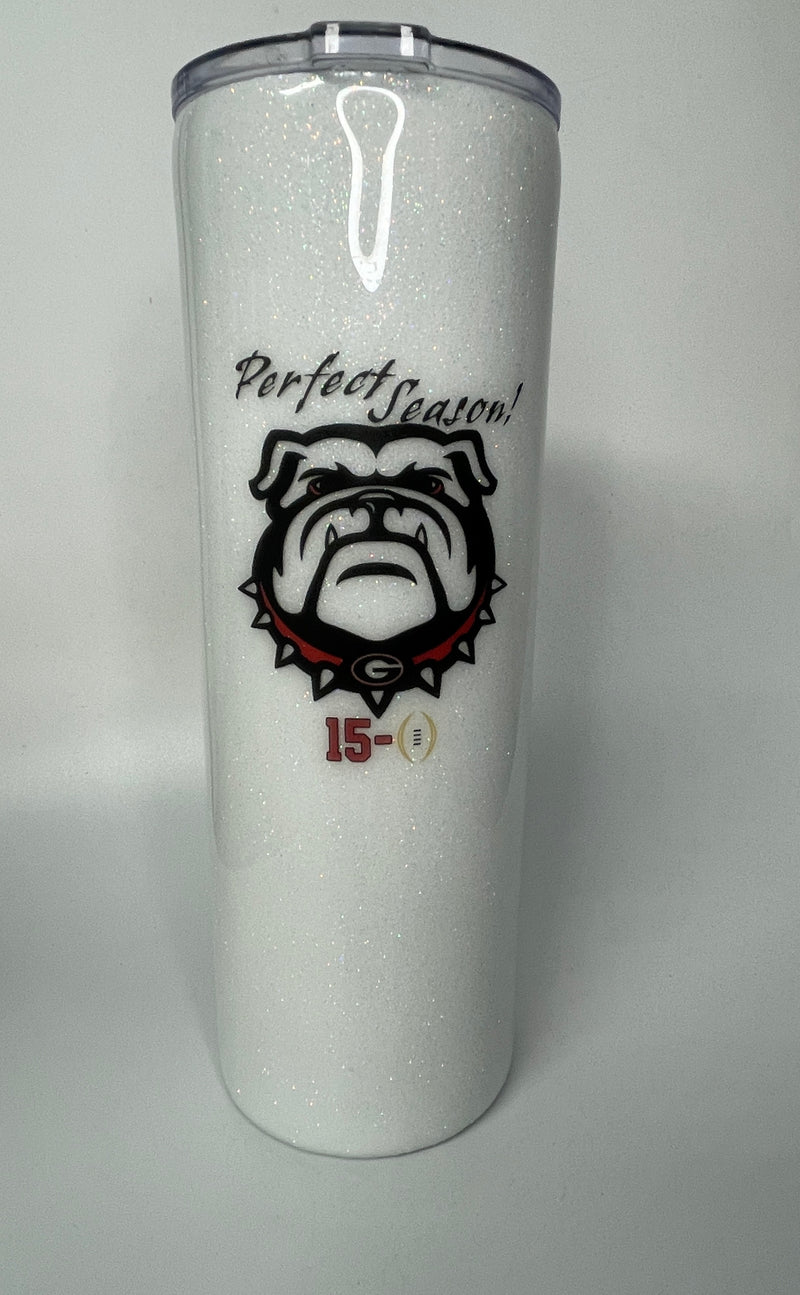 GA Nat champ 20oz skinny glitter Tumbler