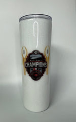 GA Nat champ 20oz skinny glitter Tumbler